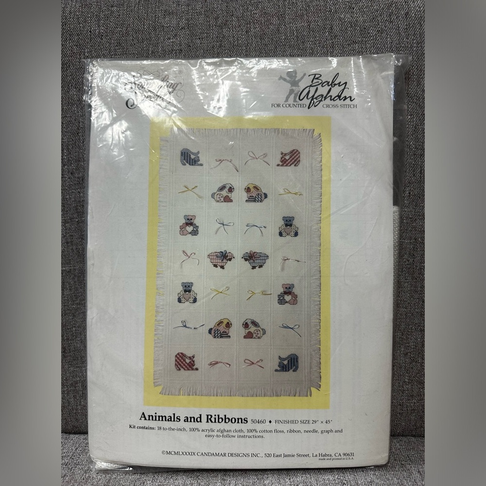 NEW Candamar Something Special Cross Stitch KIT Antique Toy Baby Afghan Kit